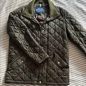 Cole Haan Green Lightweight Quilted Jacket with Knit Collar